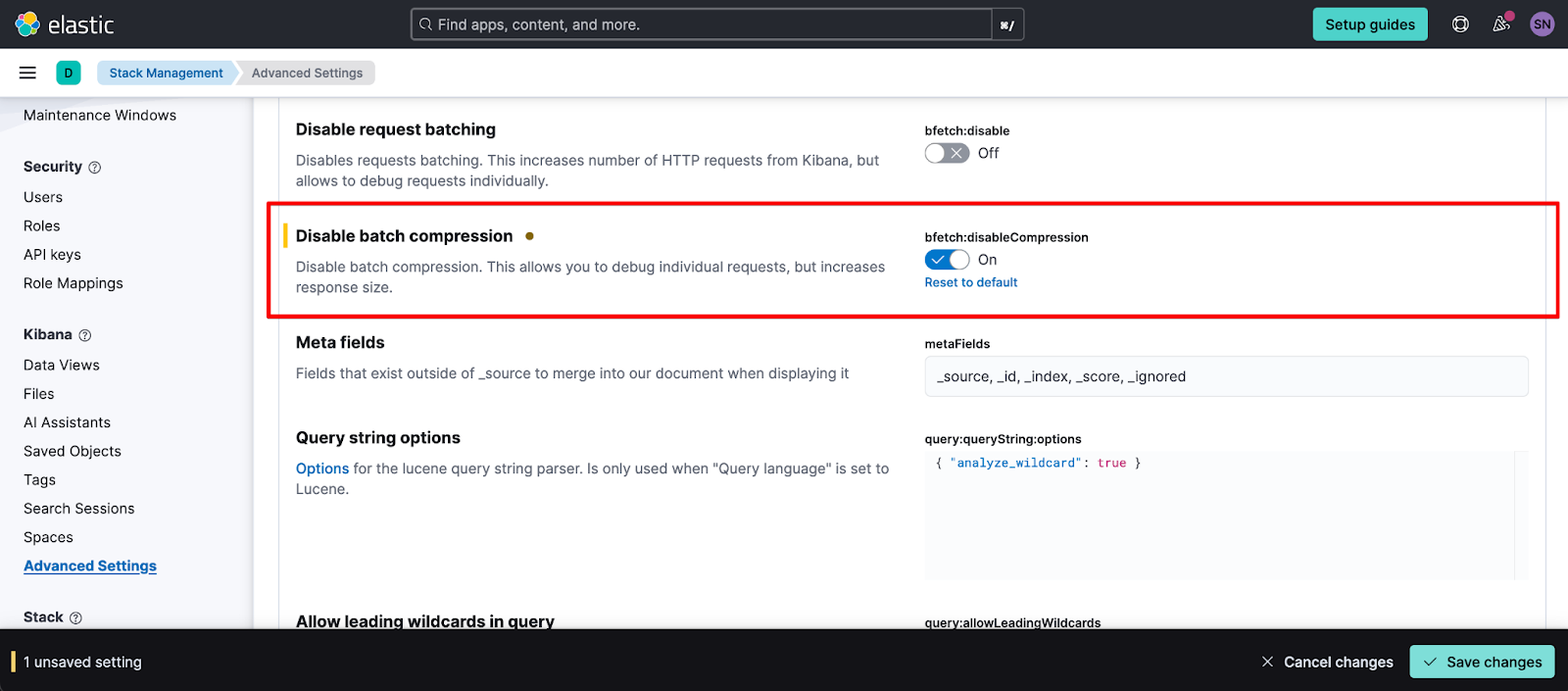 disable batch compression toggle on