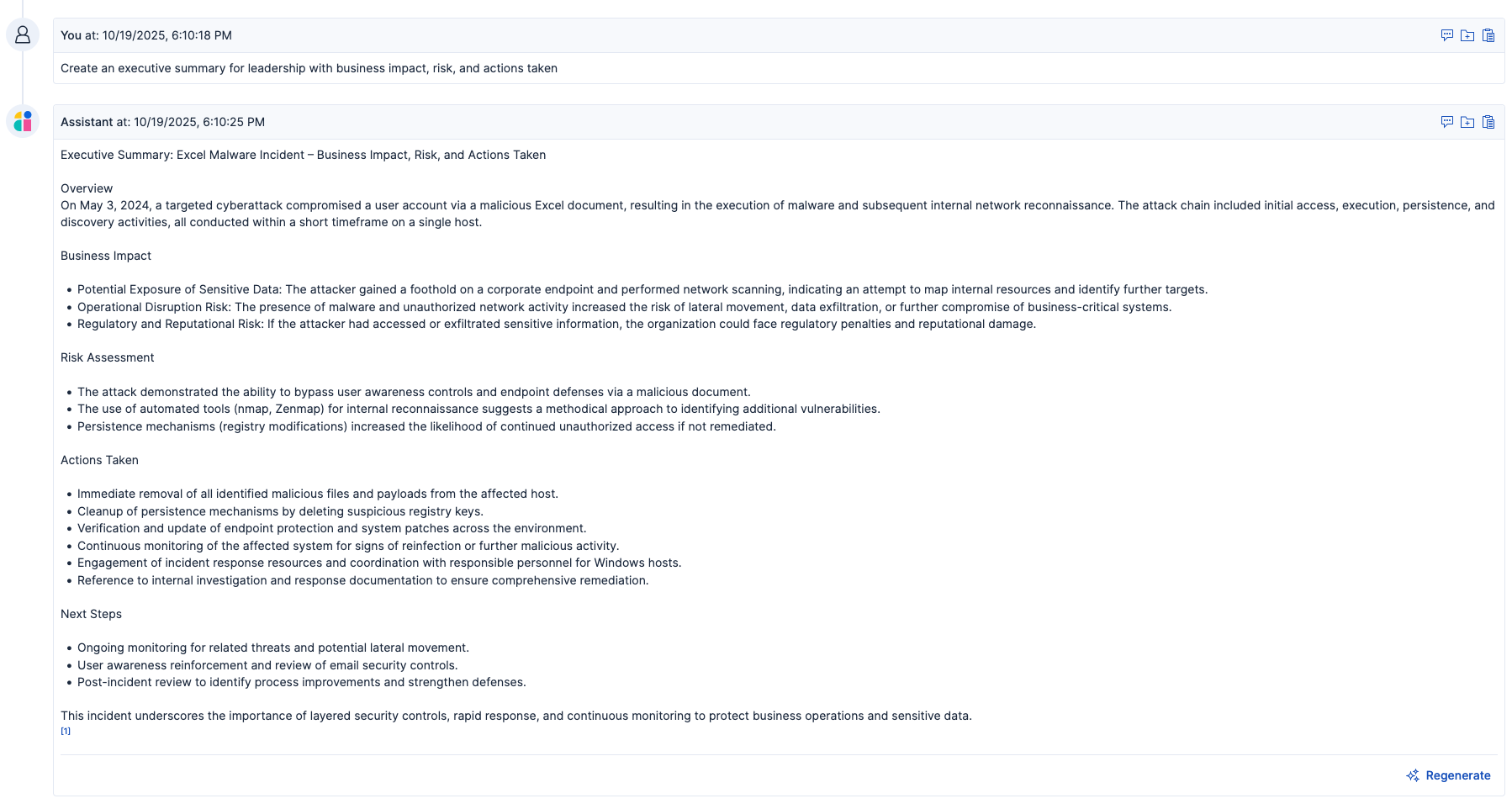 Investigation concludes with a formal writeup