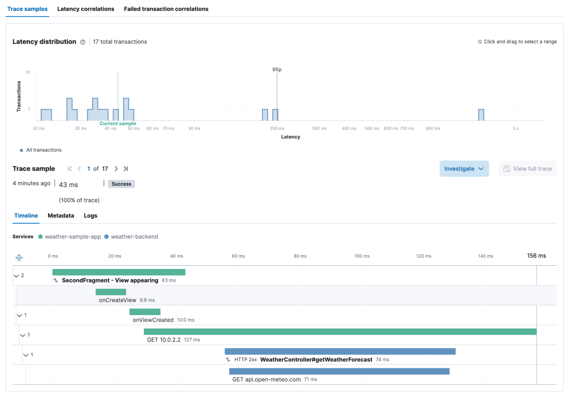 apm android latency distribution