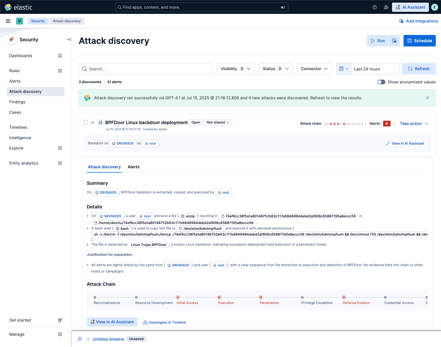 Attack Discovery persistence