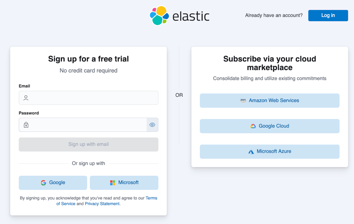 Elastic Cloud console