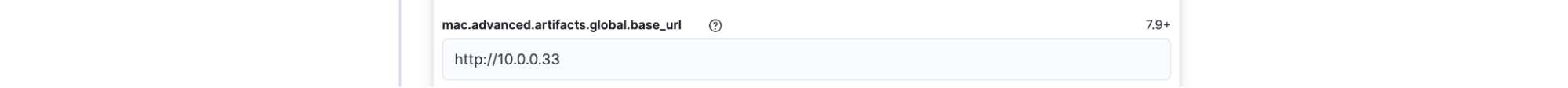 macOS advanced artifacts global base URL configuration